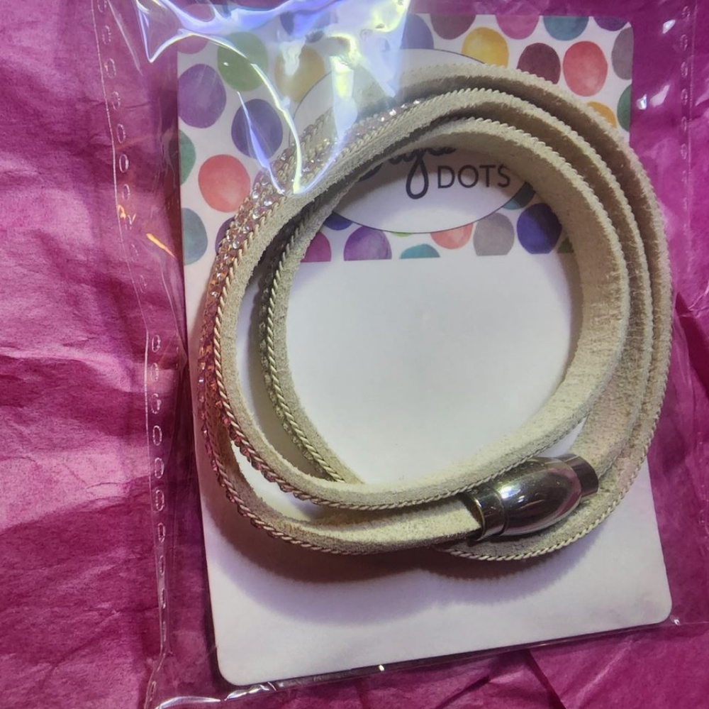 Style dots cream wrap bracelet with clear studs New in package, retail $49